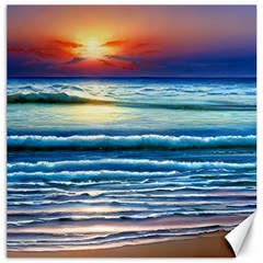 Sunset Beach Waves Canvas 20  X 20  by GardenOfOphir