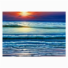 Sunset Beach Waves Large Glasses Cloth (2 Sides) by GardenOfOphir