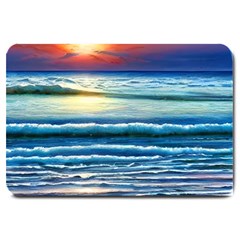 Sunset Beach Waves Large Doormat by GardenOfOphir