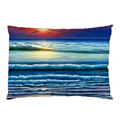 Sunset Beach Waves Pillow Case by GardenOfOphir