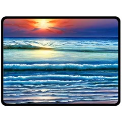 Sunset Beach Waves One Side Fleece Blanket (large) by GardenOfOphir