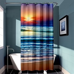 Sunset Beach Waves Shower Curtain 36  x 72  (Stall) 