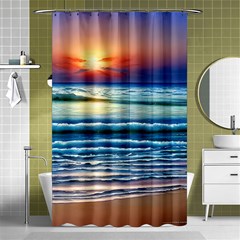 Sunset Beach Waves Shower Curtain 48  X 72  (small)  by GardenOfOphir