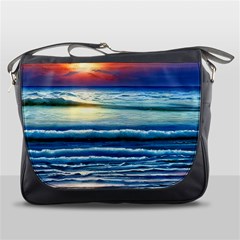 Sunset Beach Waves Messenger Bag by GardenOfOphir