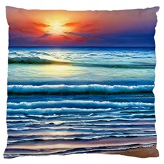 Sunset Beach Waves Large Cushion Case (One Side)