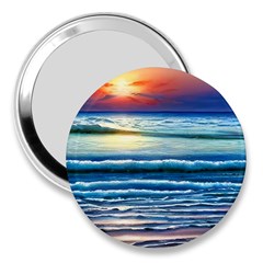 Sunset Beach Waves 3  Handbag Mirrors