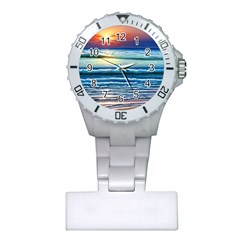 Sunset Beach Waves Plastic Nurses Watch by GardenOfOphir