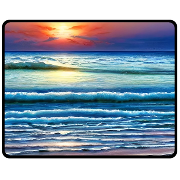 Sunset Beach Waves Fleece Blanket (Medium)