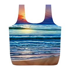 Sunset Beach Waves Full Print Recycle Bag (l) by GardenOfOphir