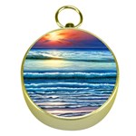 Sunset Beach Waves Gold Compasses Front