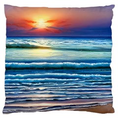 Sunset Beach Waves Standard Premium Plush Fleece Cushion Case (two Sides) by GardenOfOphir