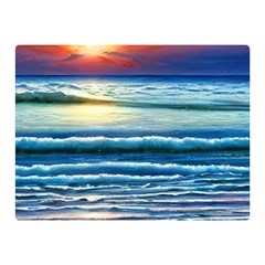 Sunset Beach Waves Premium Plush Fleece Blanket (mini) by GardenOfOphir