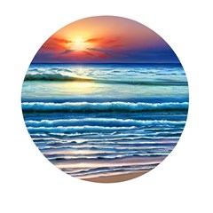 Sunset Beach Waves Mini Round Pill Box by GardenOfOphir