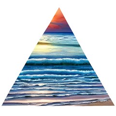 Sunset Beach Waves Wooden Puzzle Triangle by GardenOfOphir