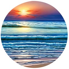 Sunset Beach Waves Wooden Bottle Opener (round)