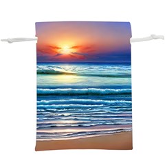 Sunset Beach Waves Lightweight Drawstring Pouch (xl) by GardenOfOphir