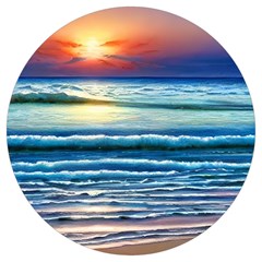 Sunset Beach Waves Round Trivet by GardenOfOphir