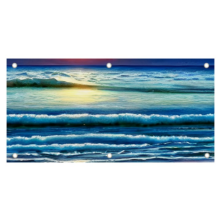 Sunset Beach Waves Banner and Sign 6  x 3 