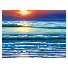 Sunset Beach Waves One Side Premium Plush Fleece Blanket (extra Small)