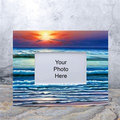 Sunset Beach Waves White Tabletop Photo Frame 4 x6  by GardenOfOphir