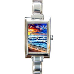 Sandy Beach Dreams Rectangle Italian Charm Watch by GardenOfOphir