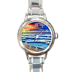 Sandy Beach Dreams Round Italian Charm Watch by GardenOfOphir