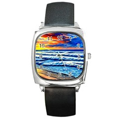 Sandy Beach Dreams Square Metal Watch by GardenOfOphir