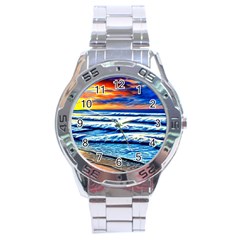 Sandy Beach Dreams Stainless Steel Analogue Watch by GardenOfOphir