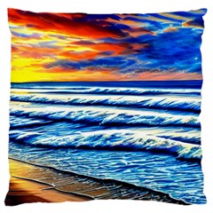 Sandy Beach Dreams Large Premium Plush Fleece Cushion Case (one Side) by GardenOfOphir