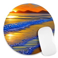 Waves Of Gold Round Mousepad by GardenOfOphir