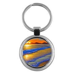 Waves Of Gold Key Chain (round) by GardenOfOphir