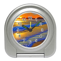 Waves Of Gold Travel Alarm Clock by GardenOfOphir