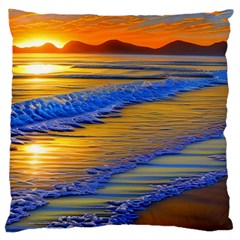 Waves Of Gold Standard Premium Plush Fleece Cushion Case (two Sides) by GardenOfOphir