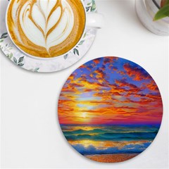 Summer Sunset Uv Print Round Tile Coaster by GardenOfOphir