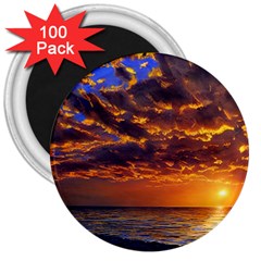 Orange Sunburst 3  Magnets (100 Pack) by GardenOfOphir