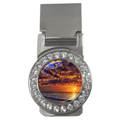 Orange Sunburst Money Clips (cz)  by GardenOfOphir