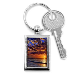 Orange Sunburst Key Chain (rectangle) by GardenOfOphir