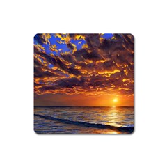 Orange Sunburst Square Magnet by GardenOfOphir