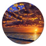 Orange Sunburst Magnet 5  (Round) Front