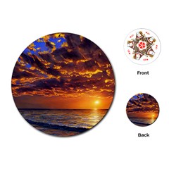 Orange Sunburst Playing Cards Single Design (round) by GardenOfOphir