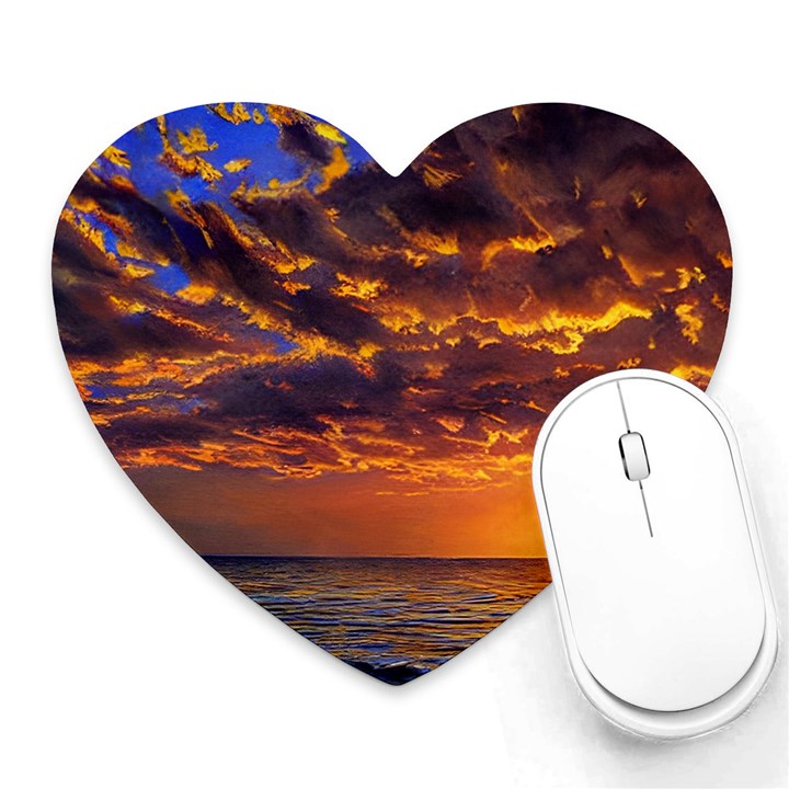 Orange Sunburst Heart Mousepad