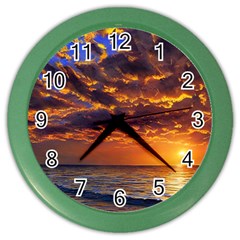 Orange Sunburst Color Wall Clock by GardenOfOphir