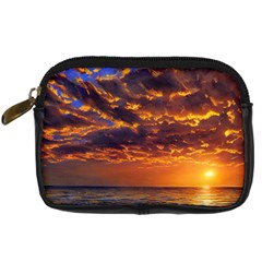 Orange Sunburst Digital Camera Leather Case by GardenOfOphir