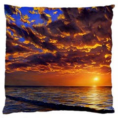 Orange Sunburst Large Cushion Case (two Sides) by GardenOfOphir