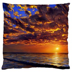 Orange Sunburst Standard Premium Plush Fleece Cushion Case (one Side) by GardenOfOphir