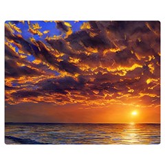 Orange Sunburst One Side Premium Plush Fleece Blanket (medium)