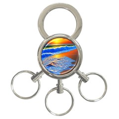 Summer Sunset At The Beach 3-ring Key Chain by GardenOfOphir