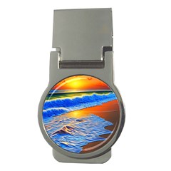 Summer Sunset At The Beach Money Clips (round)  by GardenOfOphir