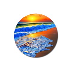 Summer Sunset At The Beach Magnet 3  (round) by GardenOfOphir