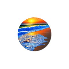 Summer Sunset At The Beach Golf Ball Marker by GardenOfOphir